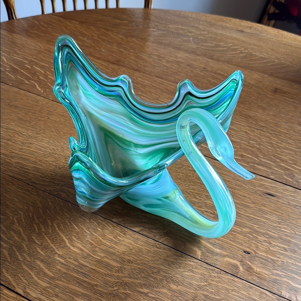 Fluid Green and Blue Glass Art Sculpture